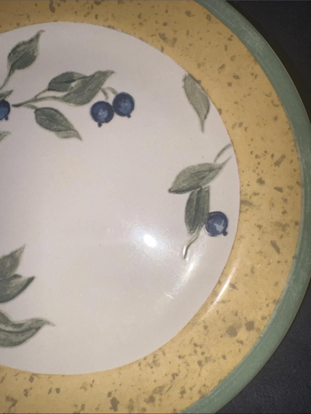 Replacement Blueberry Motif Ceramic Salad/Desert  Plate with Yellow & Green Rim